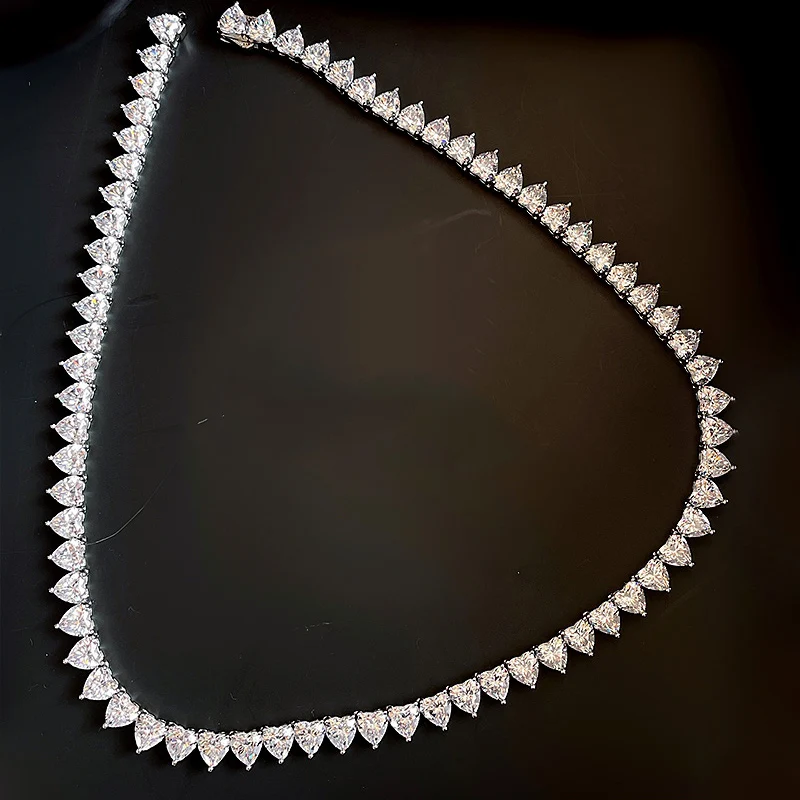 New S925 Silver Heart Necklace 17 Inch White Diamond Necklace High Quality 5A Zircon Factory Direct Sales