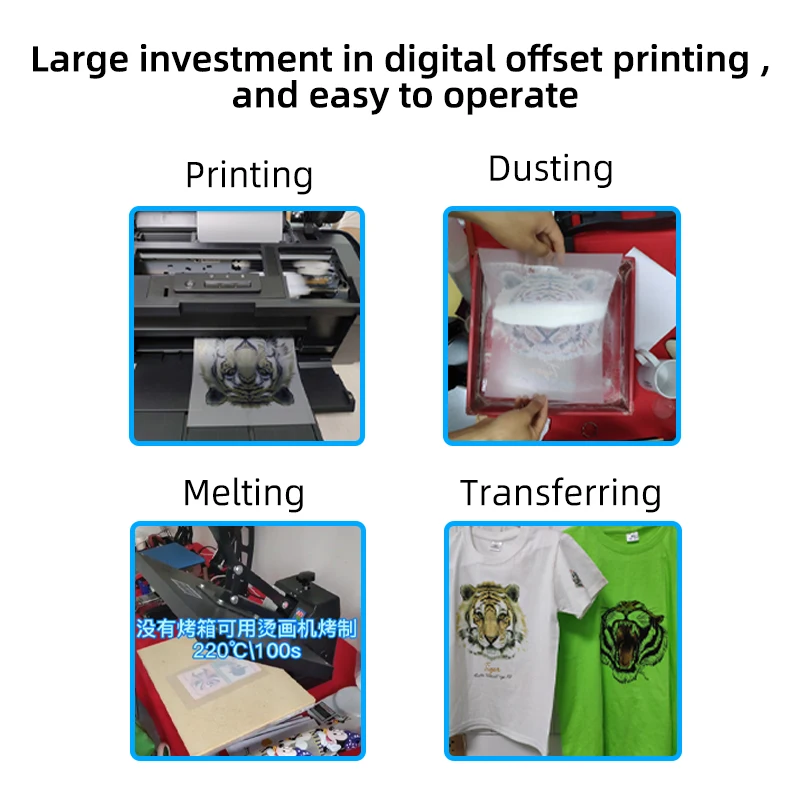 33cm PET films professional oven inkjet L1800 A3 DTF printer for dark cotton T-shirt