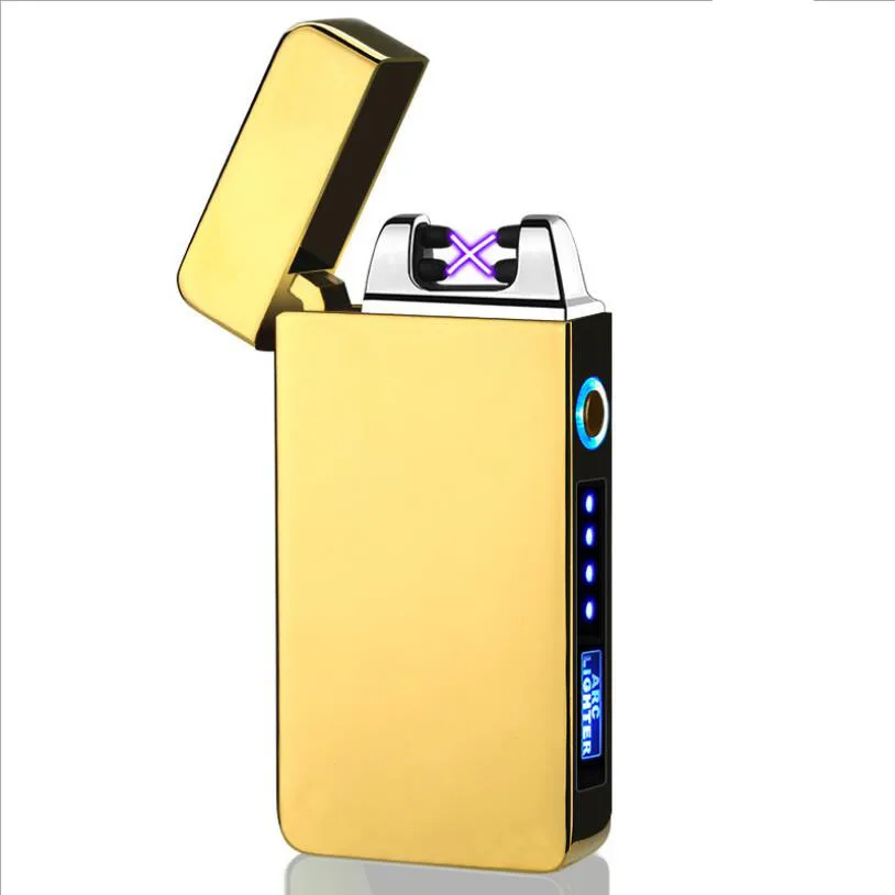  Светодиодная Зажигалка со светодиодным дисплеем питания USB-зарядка импульсная зажигалка горячая Распродажа плазменная для сигар с двойной дугой ветрозащитная Электронная