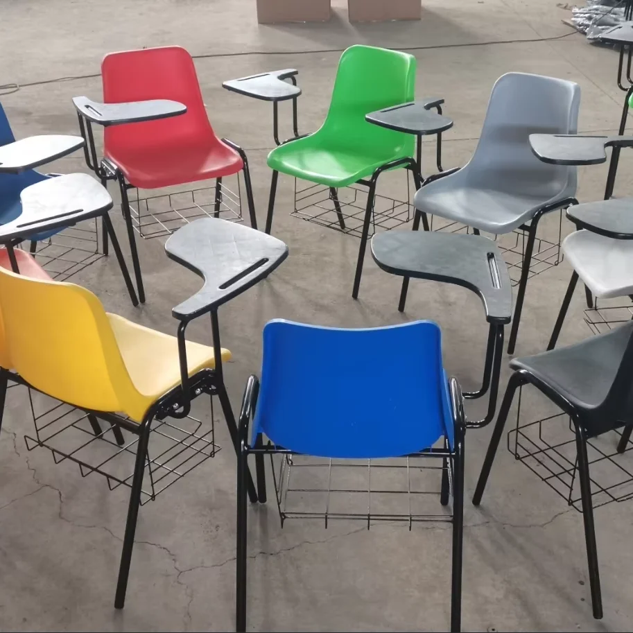 comfortable ergonomic college student plastic  chair study  tablet armrest university classroom chair with writing pad
