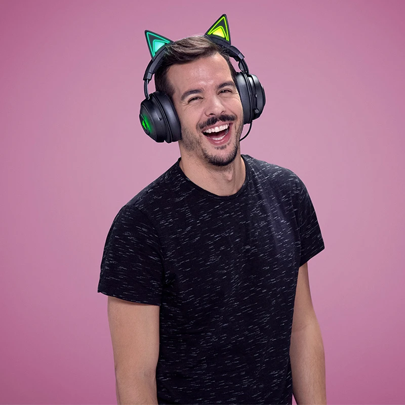 Оригинальная игровая гарнитура Razer Kraken Kitty Black RGB USB THX 7,1 с космическим объемным звуком