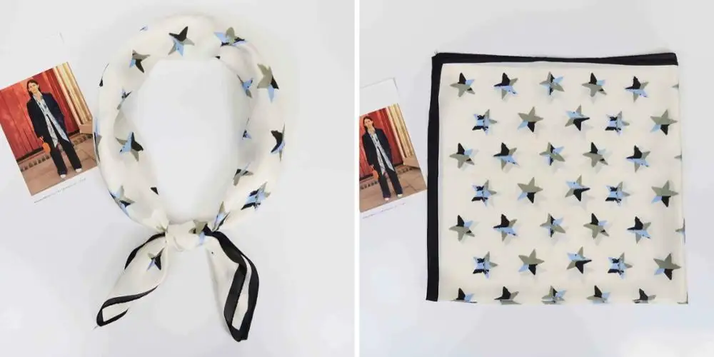 Popular Five-pointed Star Medium Style of Length and colourful Style polyester scarf
