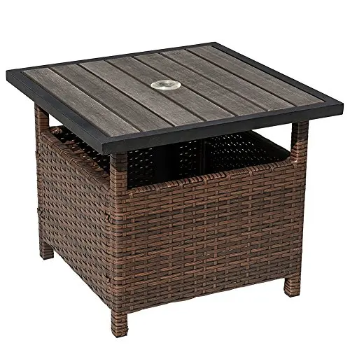 Danlong Patio Umbrella Stand All Weather Wicker Rattan Umbrella Table Garden Furniture Deck Pool Table
