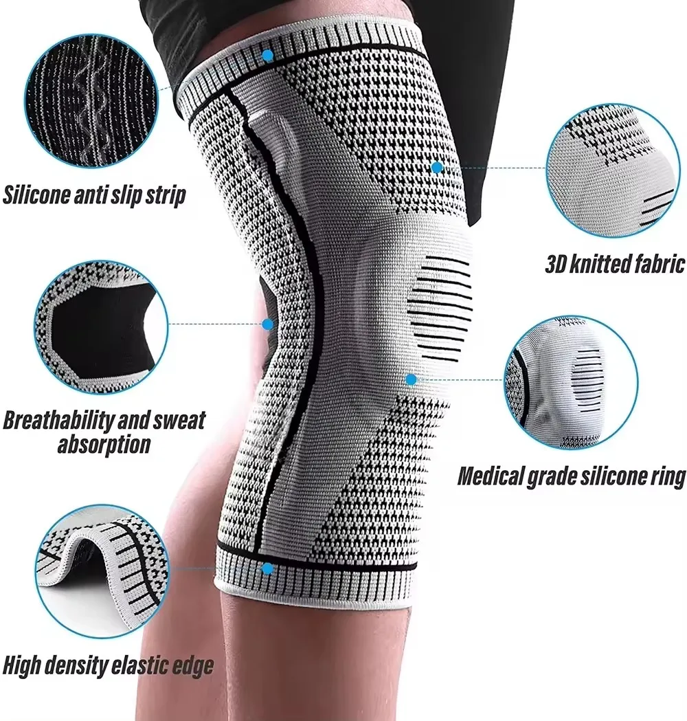 Men And Women Nylon Sports Silicone Knee Joint Protective Cover Basketball Men Knee Fitness Compression Knee Sleeve For Running