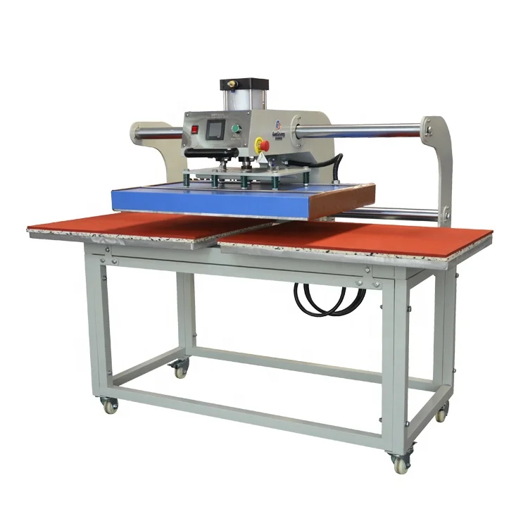 High quality up slide pneumatic double station heat press machine with horizontal table