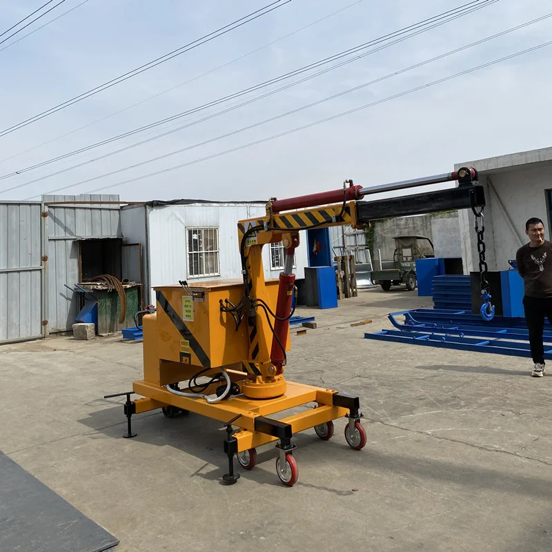 hydraulic crane 2 tons simple cantilever rotation hand push mobile handling crane