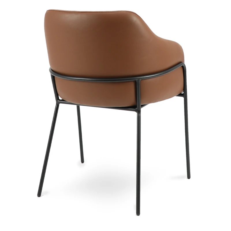 Upholstered Leather Chairs Brown Synthetic Leather  Dining Chair For Hotel