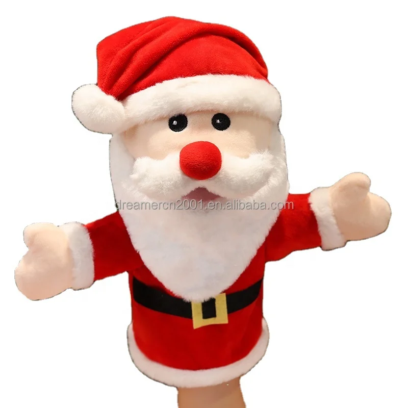 Drawing sample custom Christmas Santa hand puppet sleeve hand doll ventriloquism snowman mouth can move plush toys hand puppet