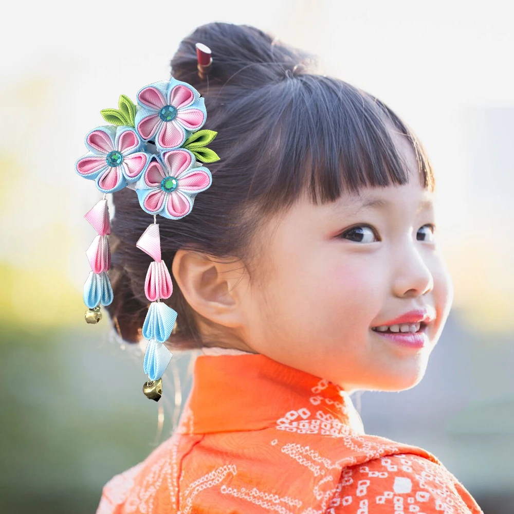 Womens Girls Japanese Kimono Flower Hair Clip Kanzashi Decor Hair Pin Hanfu Accessories