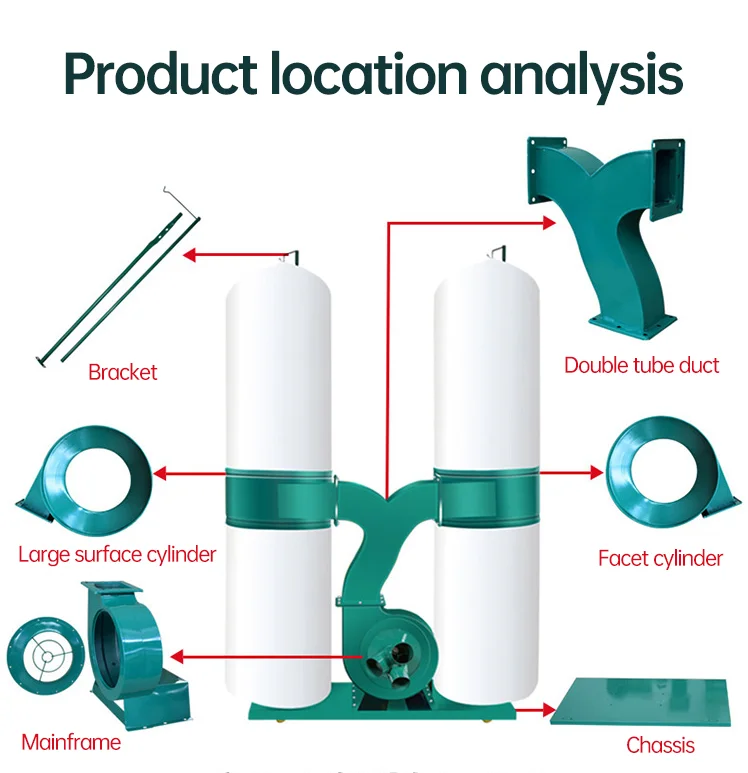 Woodworking MF9075  double bag industrial dust collector nail cyclone dust collector