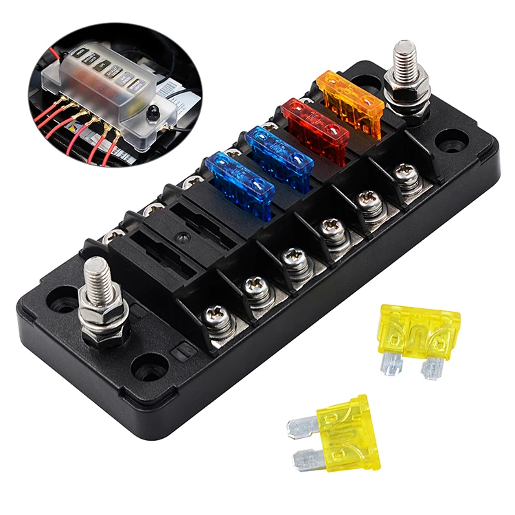 Car Truck RV Universal Independent Positive And Negative Electrodes Multiway Circuit Car Fuse Box With Led