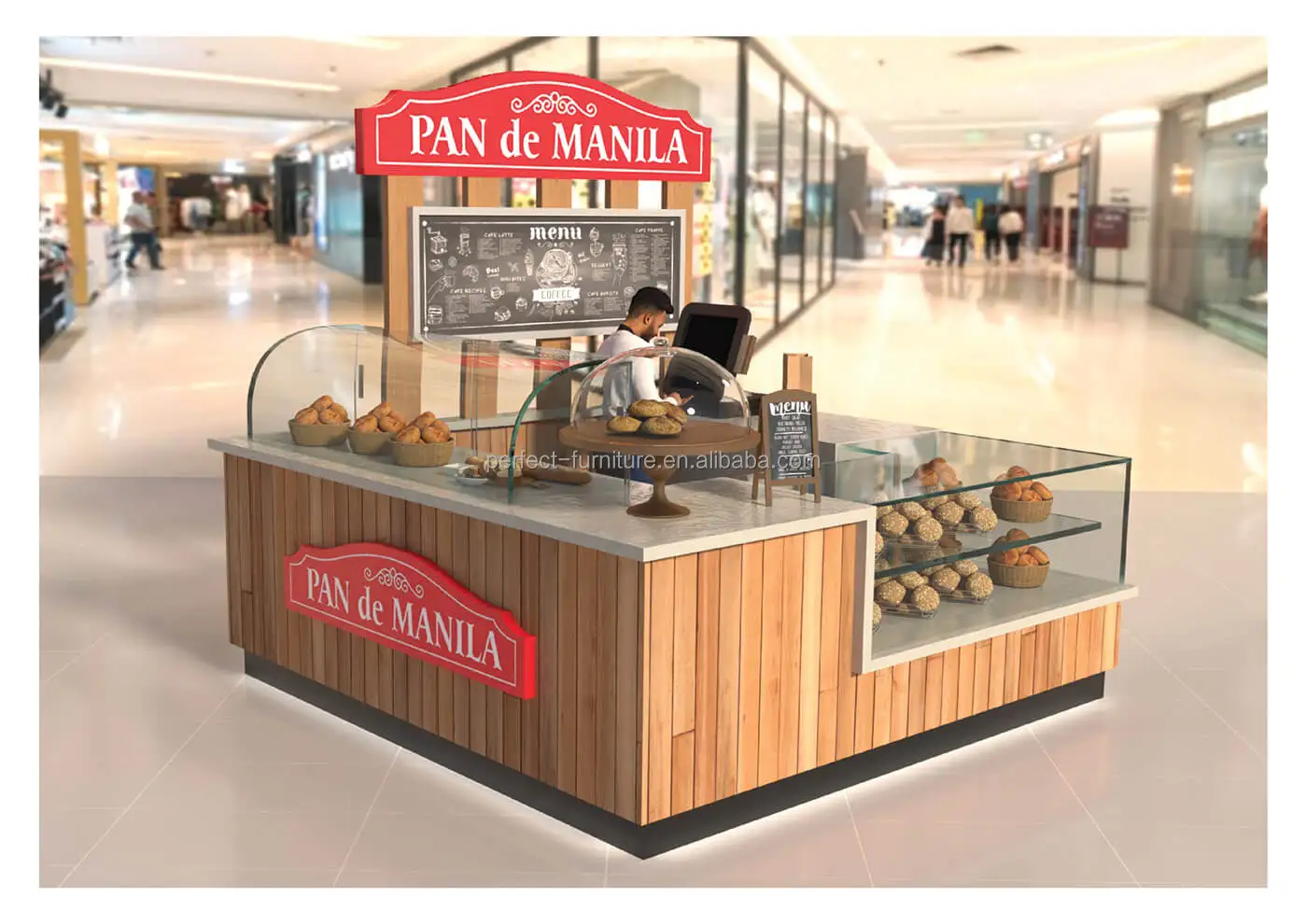 High-end Coffee Bar Kiosk Mall Cafe Display Counter With Factory Price