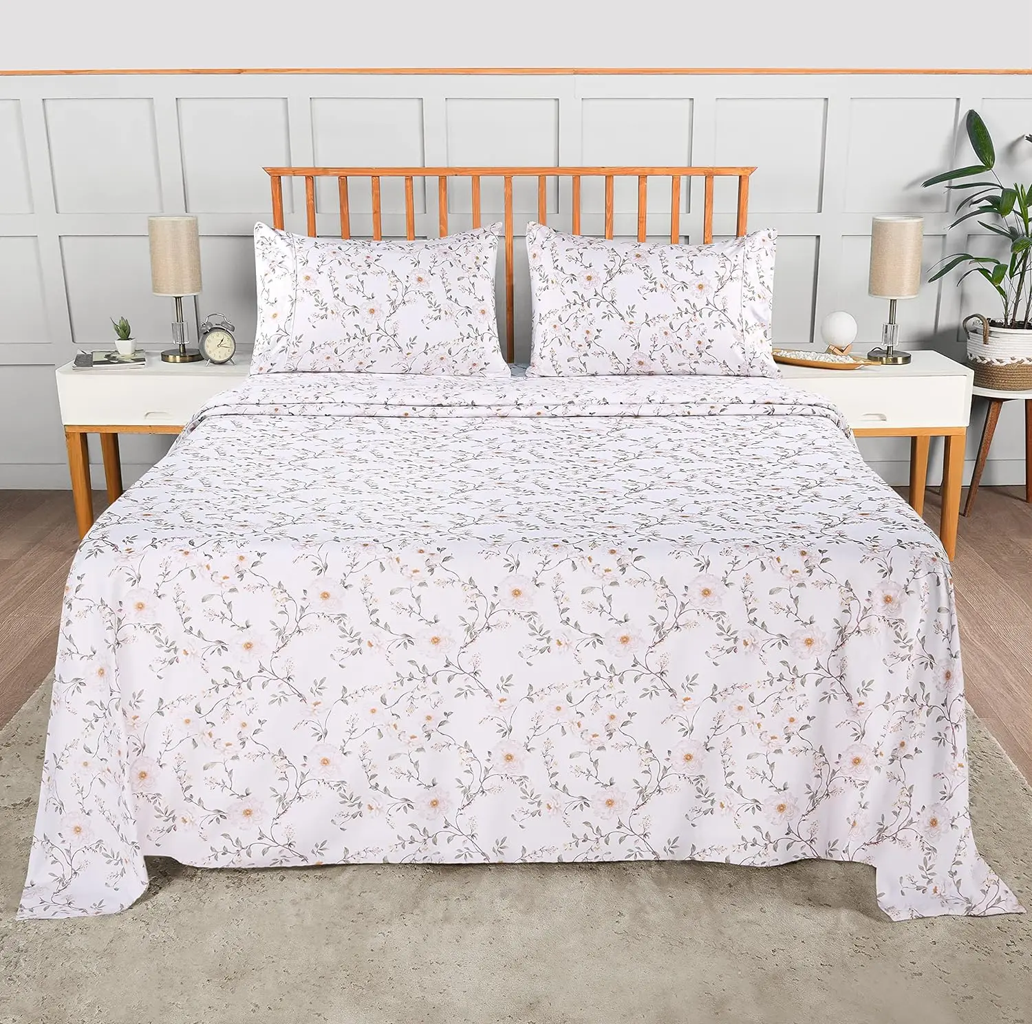 wholesale queen 100%  microfiber pillowcases 16inch deep bed sheets set printed fitted sheets for bed