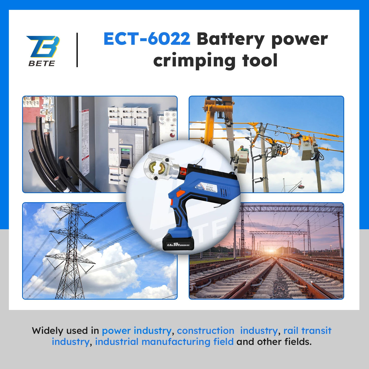 ECT-6022 6T Battery Powered Hydraulic Cable Electric Crimping Tool