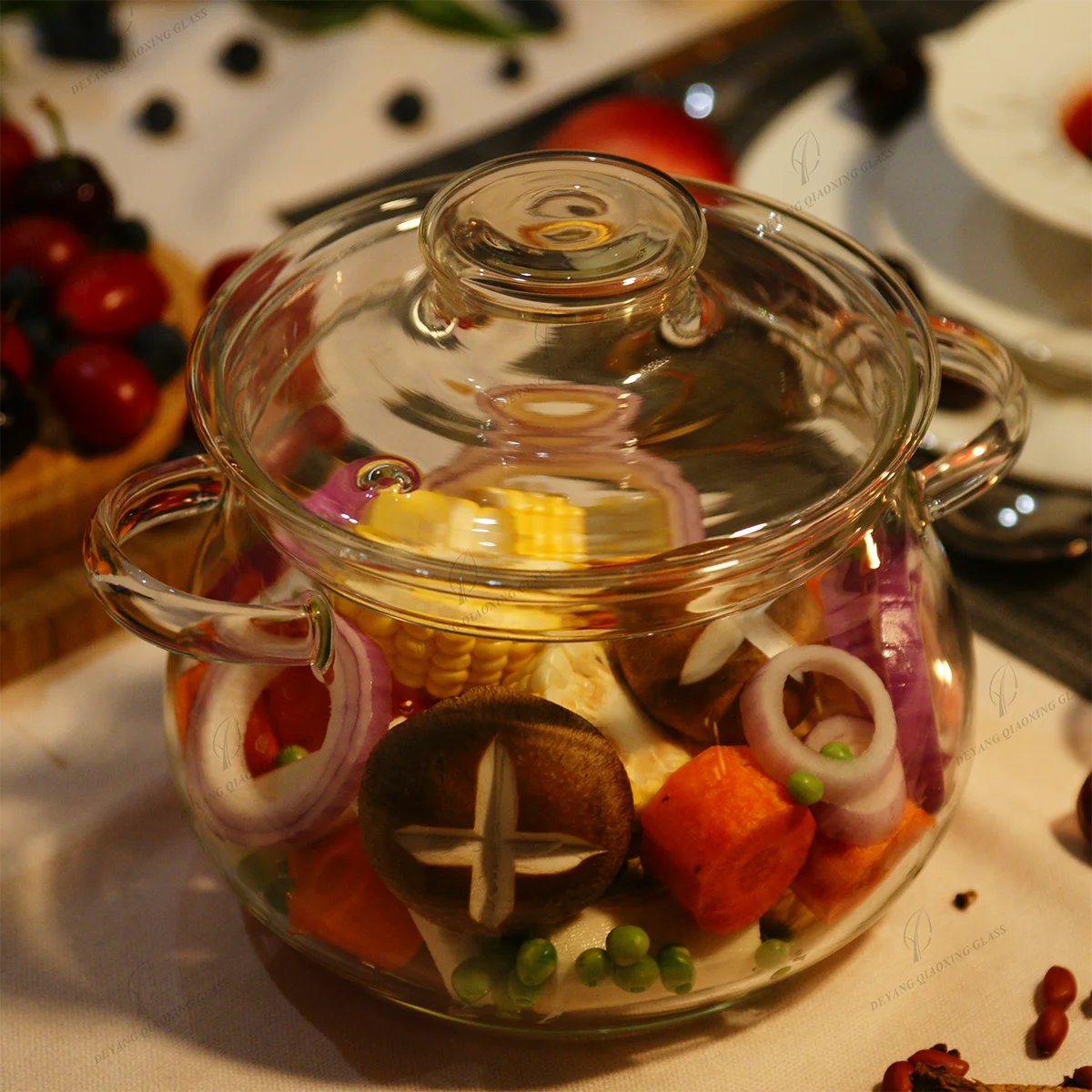 Drum Shape 2.5L Cooking Pot High Borosilicate Glass Christmas Day Home or Business Kitchenware Hot Sale in 2024 Custom Designs