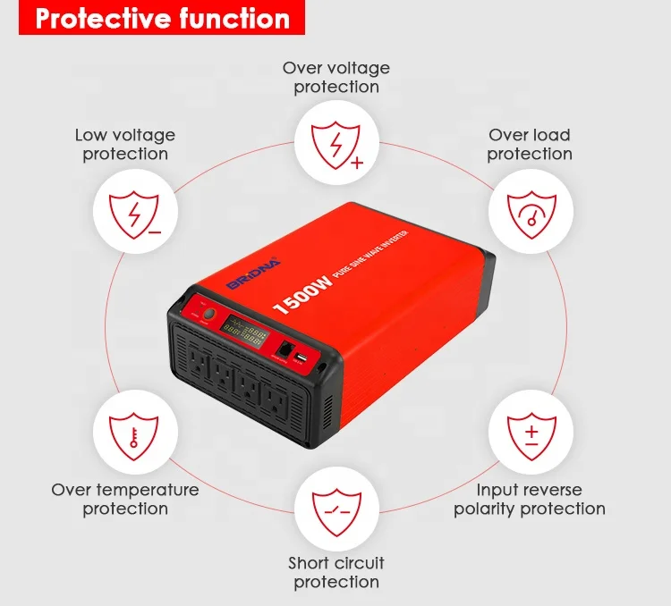 Intelligent 1500w off grid pure sine wave dc 12v 24v to 110v 120v ac power inverter