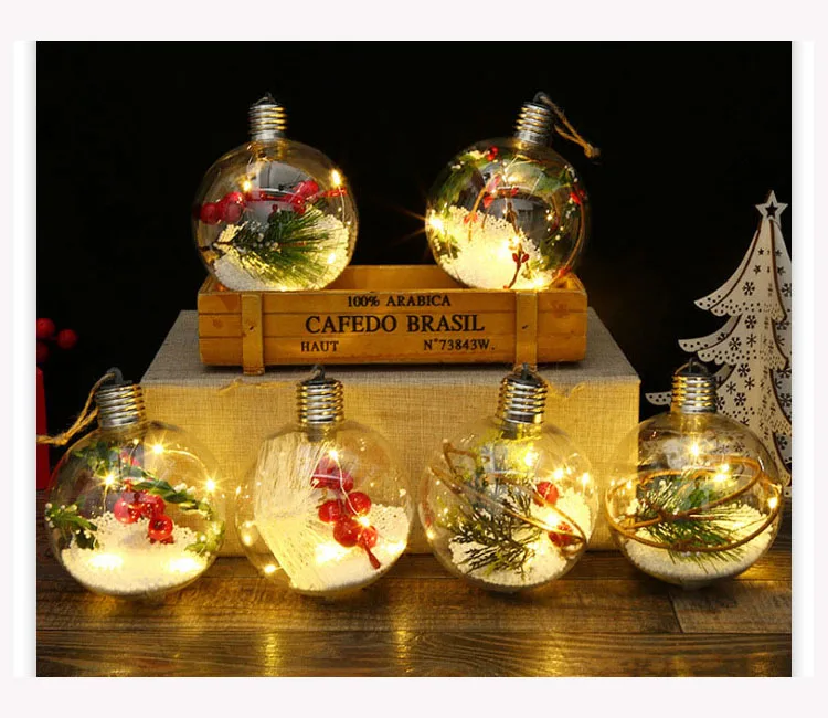 OX228 оптовая продажа светодиодный рождественский прозрачный световой шар украшения для рождественской елки хрустальный декоративный