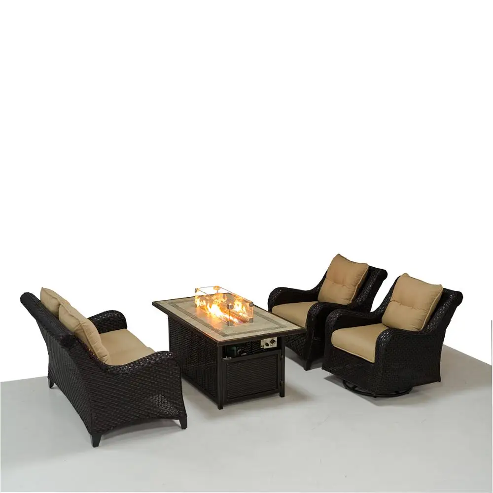 
outdoor fire pit table wicker club motion chair 