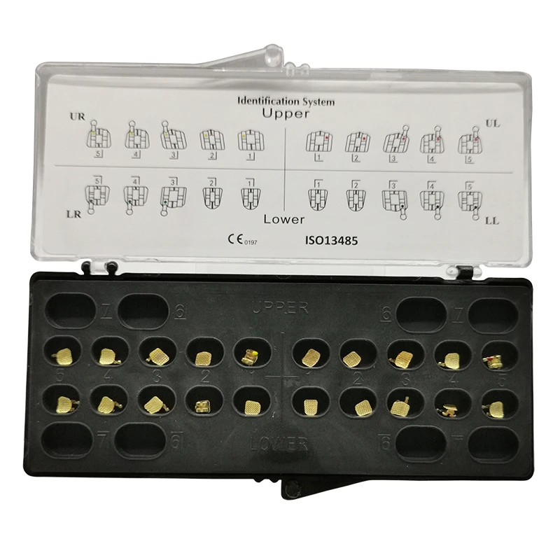 Dental Orthodontic High Quality Golden Color Metal Brackets Orthodontic Gold Plated Roth Brackets