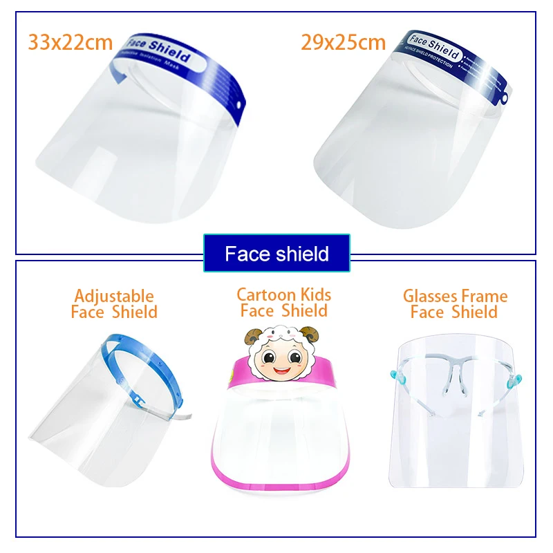 Fashion PET Plastic safety Protective Full Face Shields with Glasses