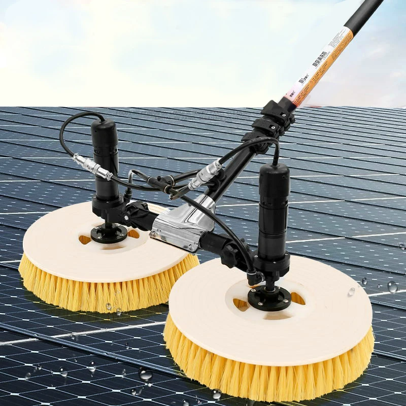 7.5M Factory Price Double Head Solar Panel Cleaning Brush Machine Water Powered Rotating Photovoltaic Solar Plate Cleaning robot