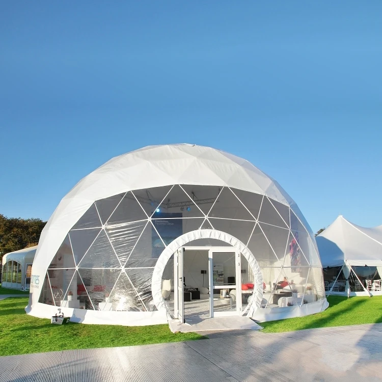 20m Prefab Houses Transparent Geodesic Dome Tent For Festival Events