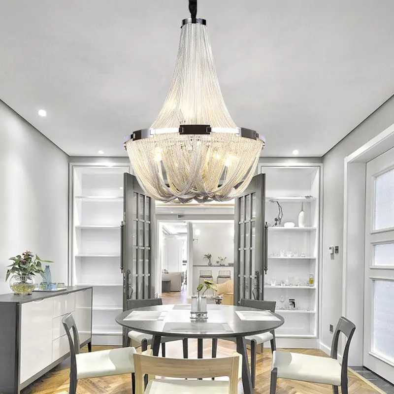 Modern Tassel Chain Dining Living Room Hotel Cord Pendant Chandelier