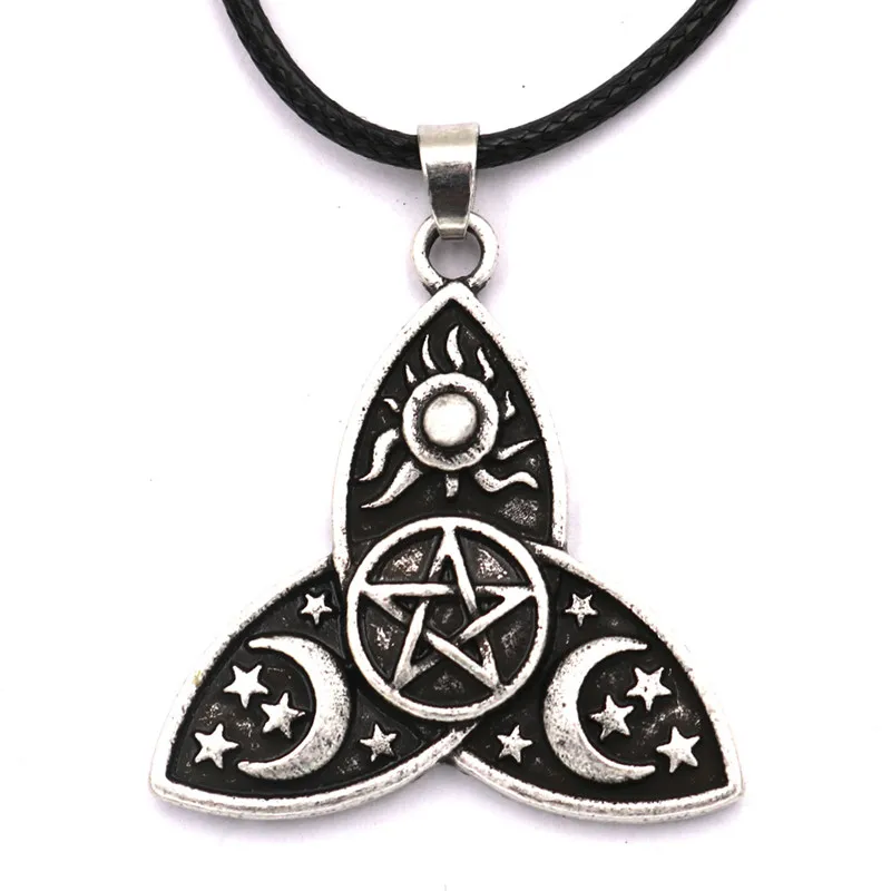 Triple Moon Goddness Necklace-Celtic Knot/Tree of Life/Pentacle Pendants, Faithful Religious Wiccan Protection Anmulet Jewelry
