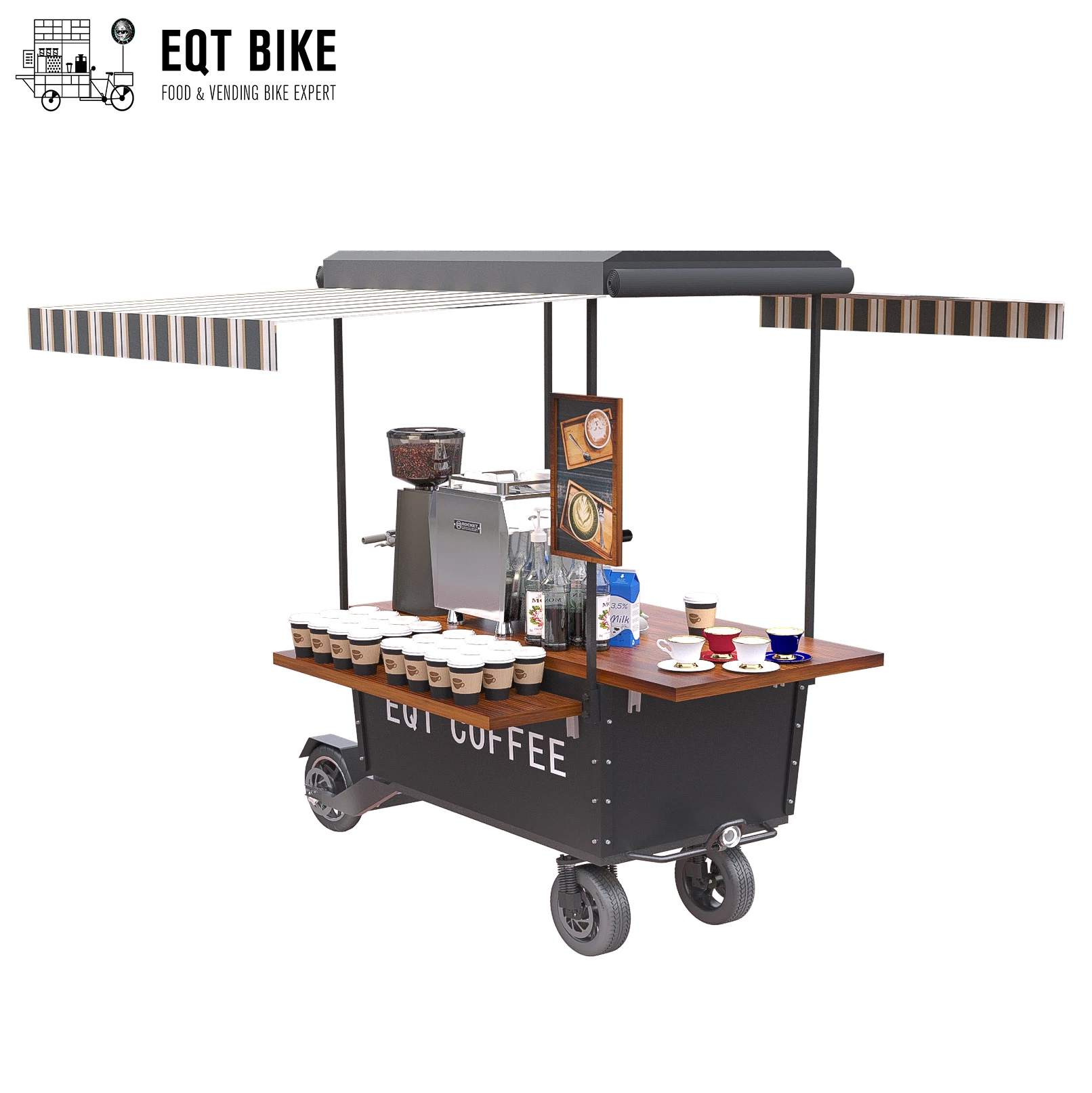 EQT Business Cart for Street Sale Cargo Skate Electric Coffee Bike Skate Electric Tricycle Scooter