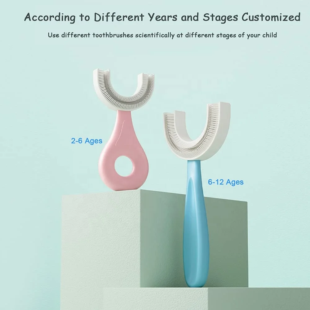 Зубная щетка U-образной формы, мягкая силиконовая, 360 градусов