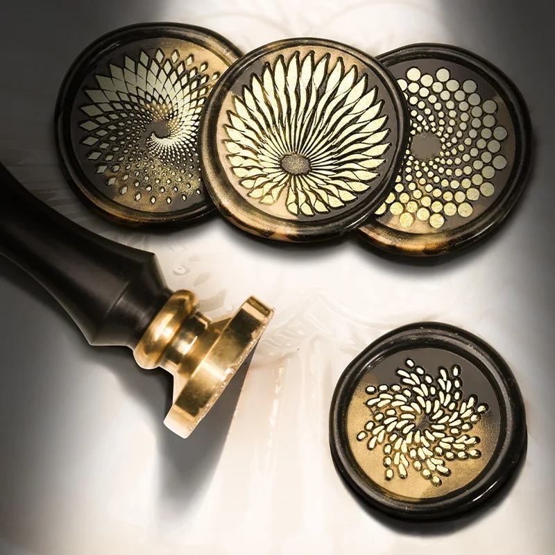 Wholesales Reincarnation Series Visual Contrast Wave Point Spiral Broken Picture Frame Wax Seal Stamp Head