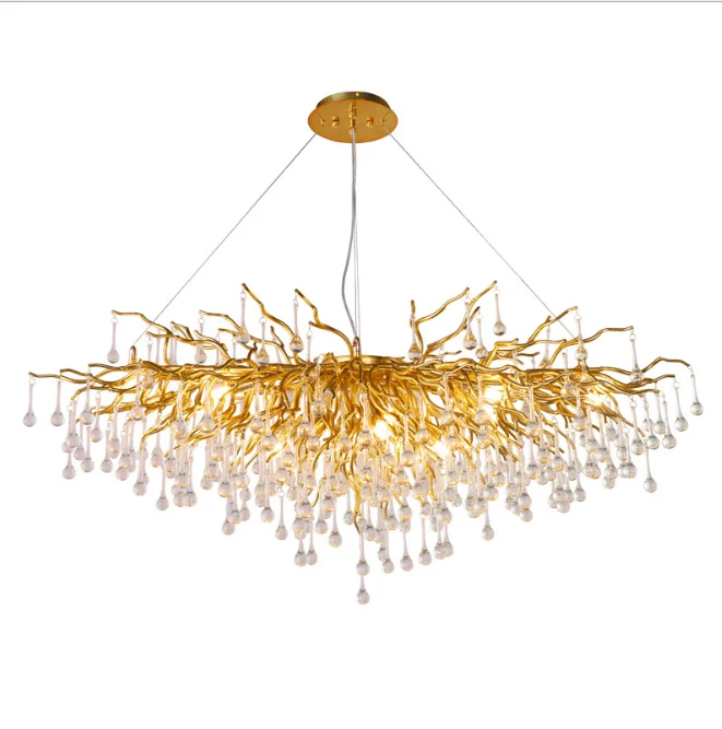 Postmodern Light Luxury Crystal Branch Chandelier Living Room Dining Bedroom Water Drop Chandelier