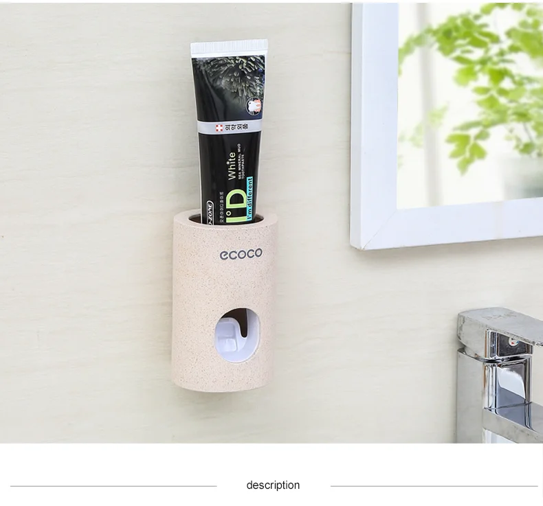 Dropshipping  Ecoco  Wheat Bathroom Set Squeezer Automatic Toothpaste Dispenser