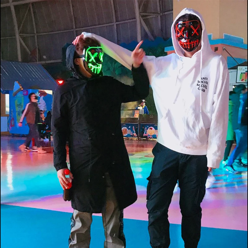 Wholesale Joker LED Light Up Adult Party Mask Halloween Decoration Neon Party Masks Dress Cosplay Custom Masks