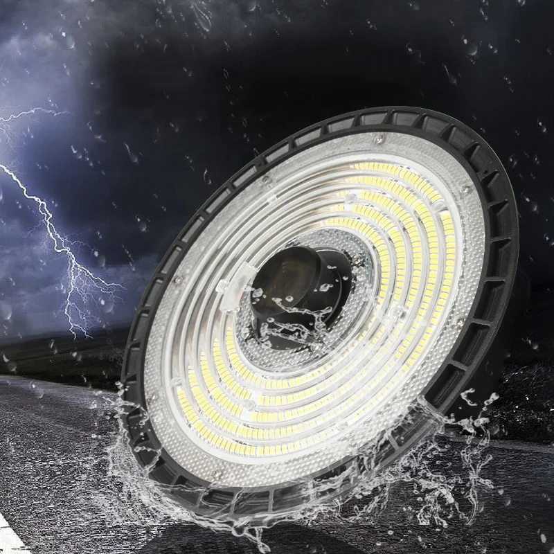 140-190lm/W AC100-277V 100W 150W 200W 240W LED Round High Bay Die-Cast Aluminum Housing Warehouse Light Fixture