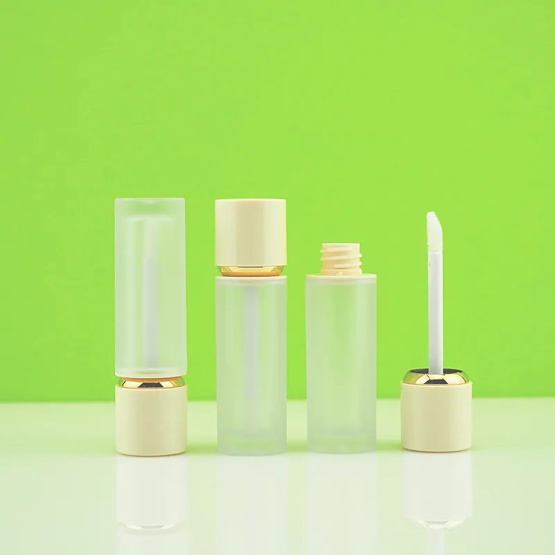 5ML frosted empty cylinder lips glossy tube with golden ring
