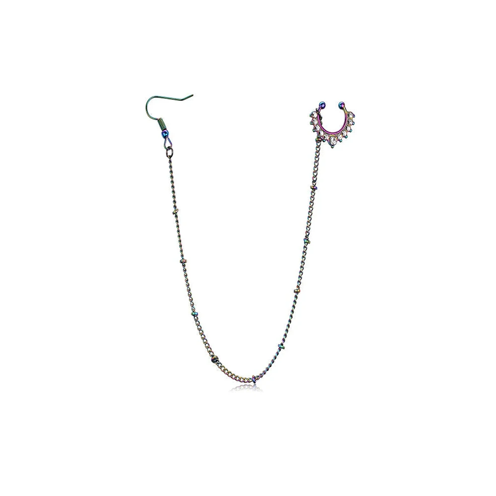 16G Faux Septum Alloy Copper Chain Nose Clip Chain Stainless Steel Faux Nose Piercing Septum Jewelry