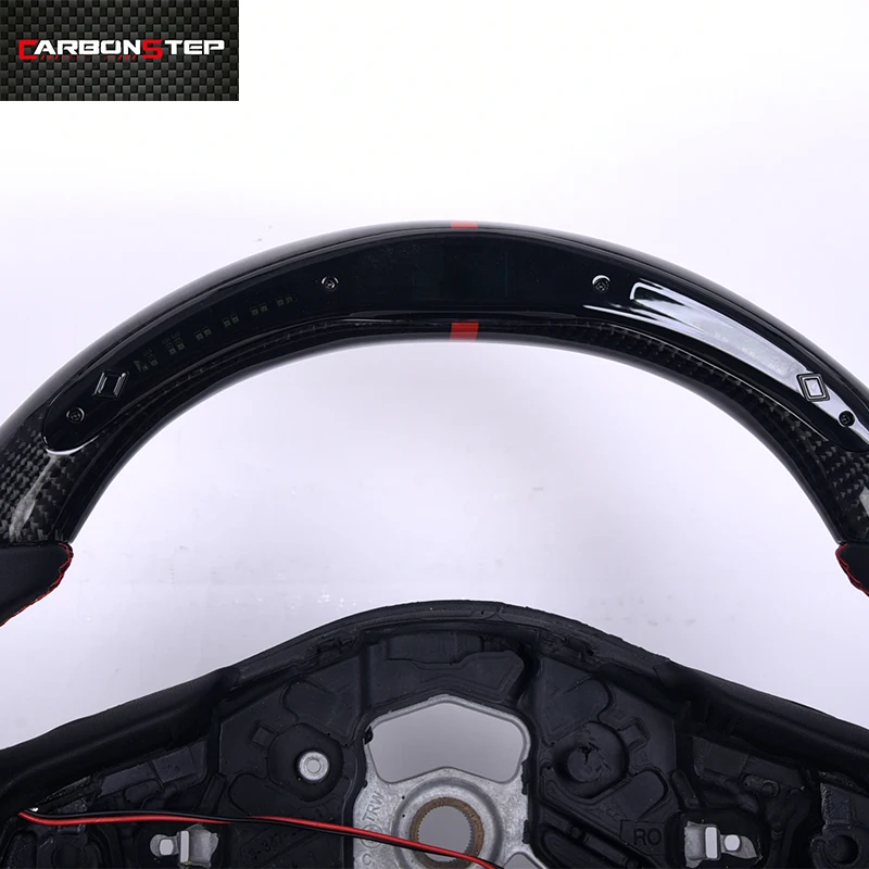 Hand Sewing Custom Black Leather Carbon Fiber Steering Wheel For Toyota Supra