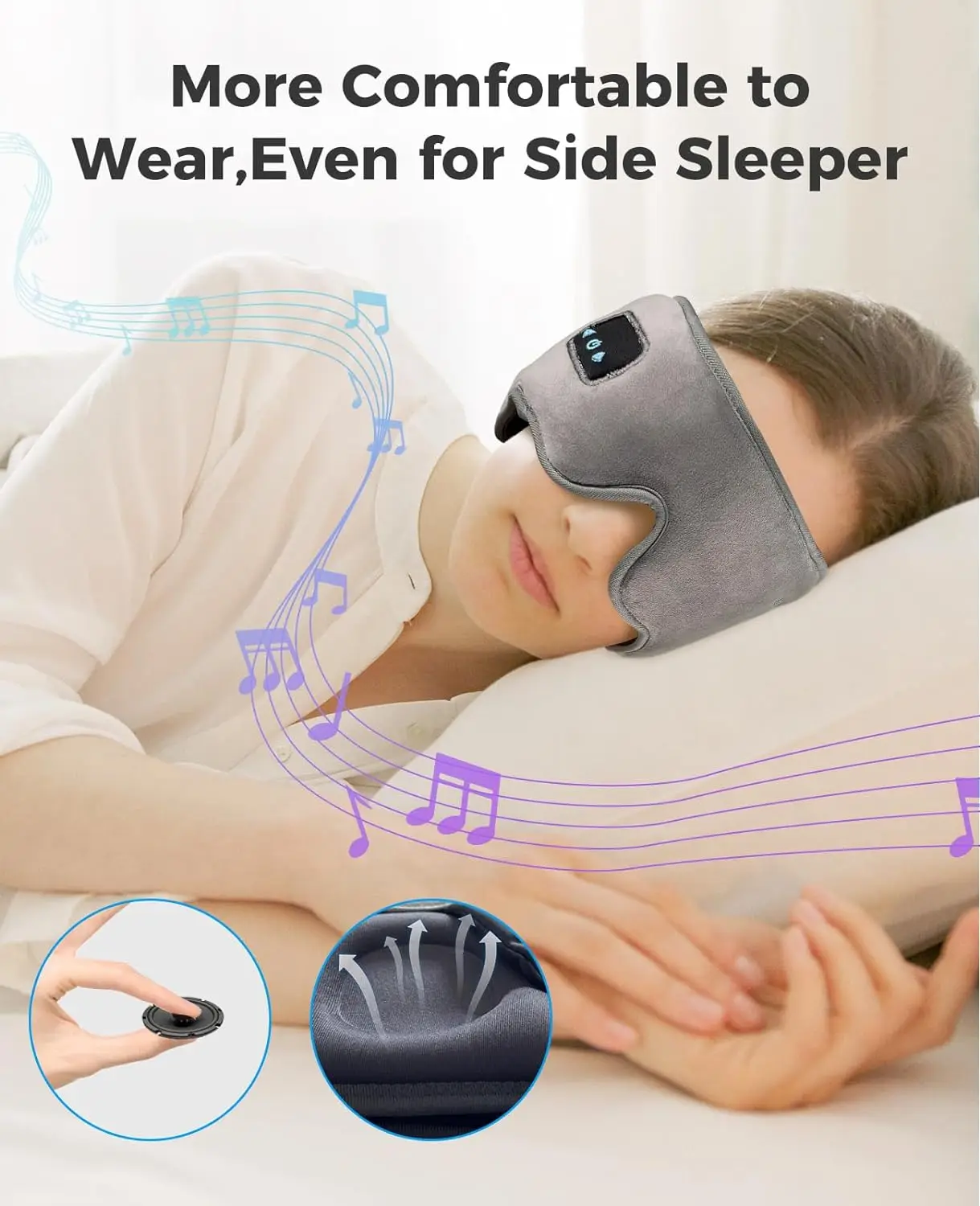 Sleep Headphones Headband for Side Sleeper Sleepmask With Wireless Bluetooth Speakers