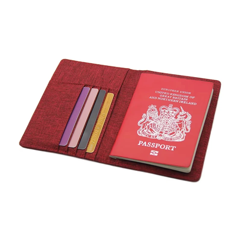 Custom  leather RFID passport holder family travel wallet passport cover with pockets certificate bags case booklet