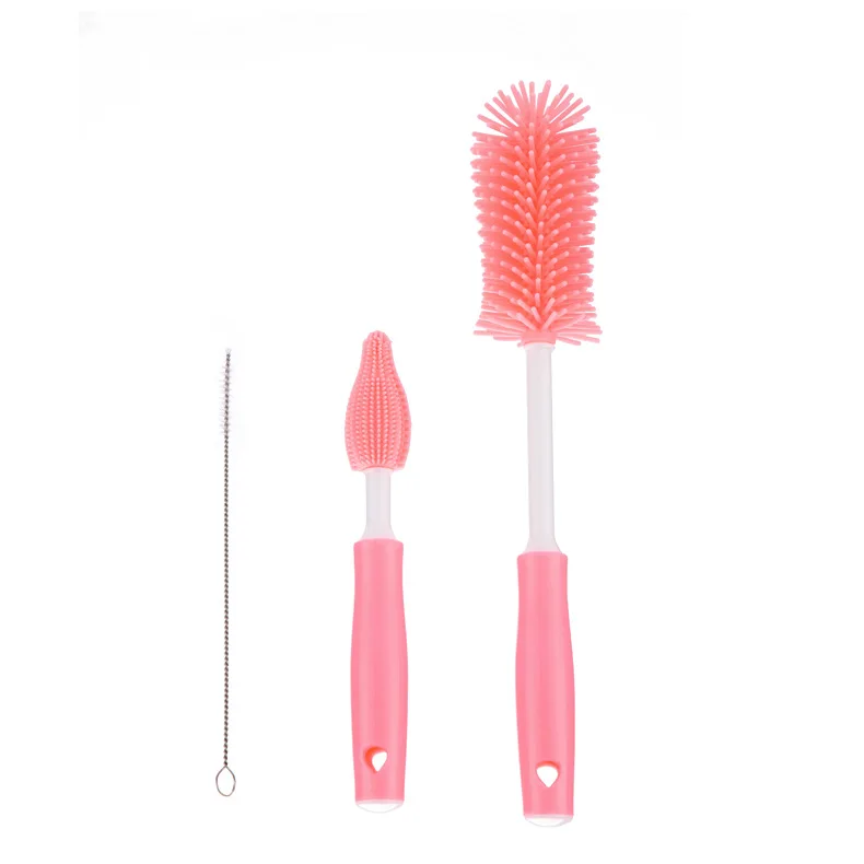 Rotary handle milk bottle brush baby silicone pacifier cleaning brush kitchen gadgets