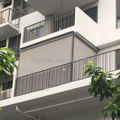 Waterproof fabric for Industrial product Against strong wind Install two side track Outdoor zipper track Motorized roller blind