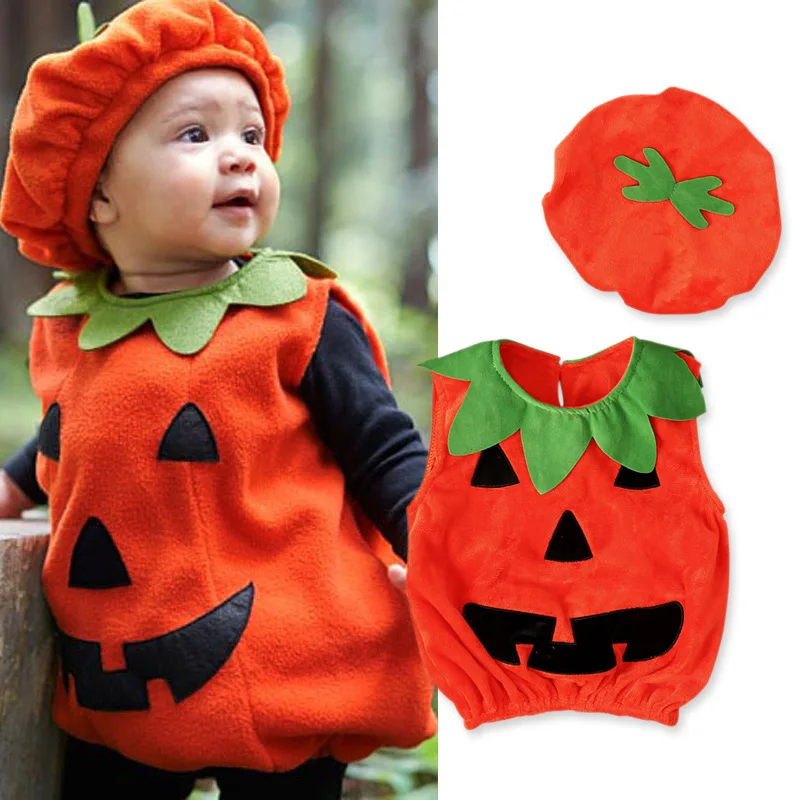 Most Popular Halloween Costumes For Kids Baby Pumpkin Costume Rompers Kids Halloween Pumpkin Jumpsuit