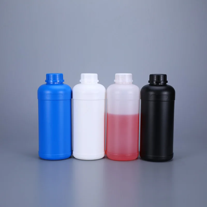 1000ml Round Blue Lid HDPE Made Plastic Bottle For Sealing Machine