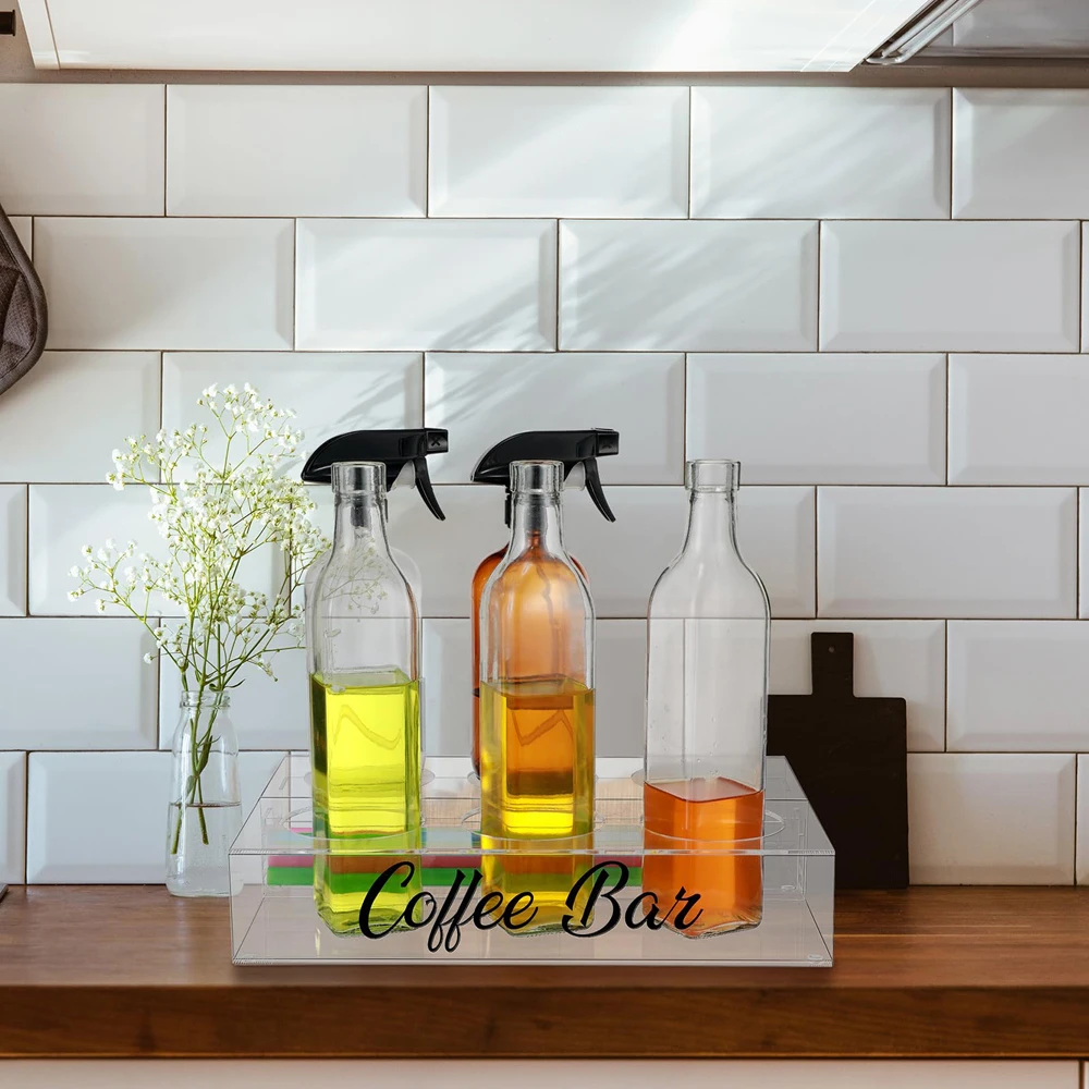 Countertop Clear Acrylic Coffee Syrup Organizer Stand Freestanding Coffee Syrup Rack with Drawer Liquor Bottle Holder