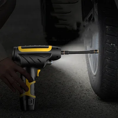 Portable car wireless air pump with light digital display Mini handheld tire air pump USB + cigarette lighter cable charging