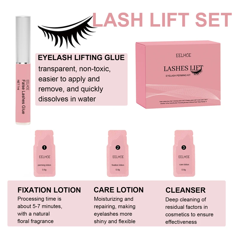 EELHOE lashes lift eyelash perming kit false lashes glue perming fixation care lotion eye patches brushes eyelashes tool kit set