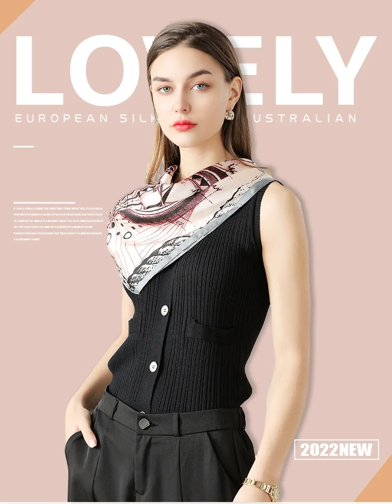 2024 Spring New Simulation Silk Scarf 70 Square Roulette Printing Scarf Bundle Headband