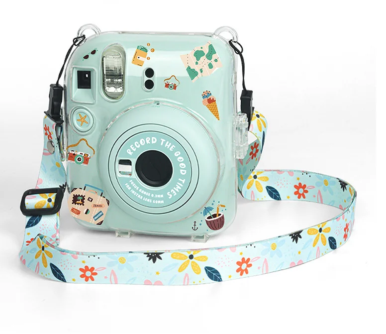 Lerp&Crystal case with unique strip and sticker Camera Bag Case Protective For Fujifilm Fuji instax Mini 12