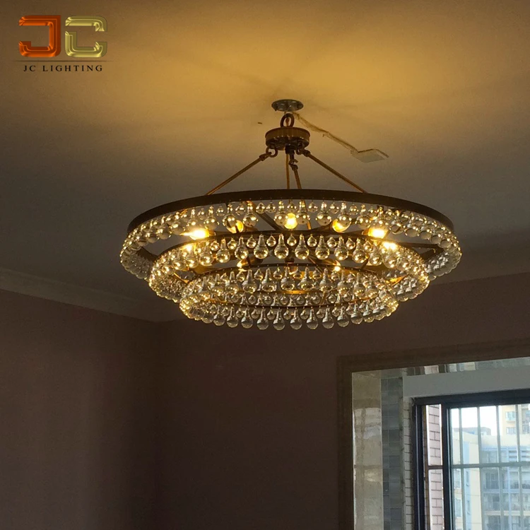 antique brass ball shape crystal drop chandelier for dinning room